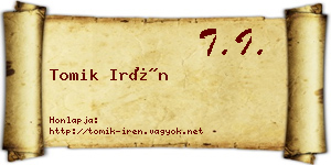 Tomik Irén névjegykártya